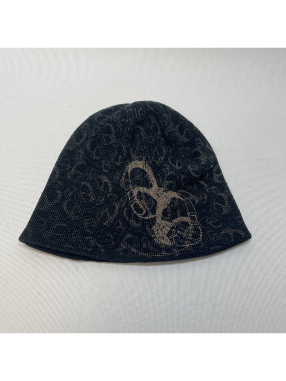 Vintage Y2K Grunge Goth Alt Emo Beanie Skull Cap Skater 2000's Headphone AOP